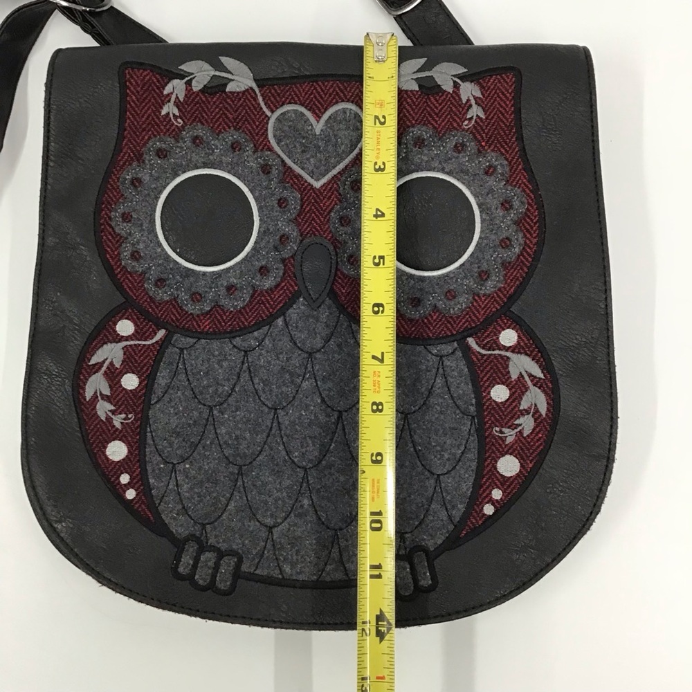 Loungefly Embroidered Patchwork Black Owl Crossbo… - image 6